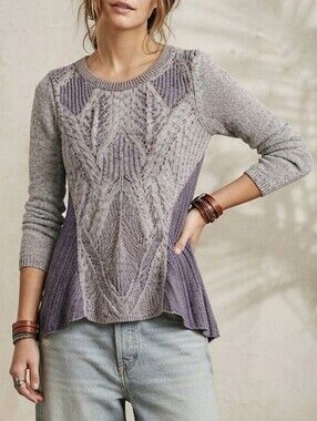 Anthropologie Moth Open Knit Purple Sweater Tunic Size Cotton Linen Blend Size S